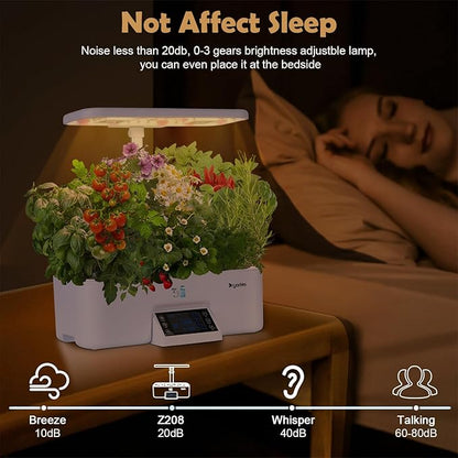 17-Pods Hydroponic Growing System with Dual Fans 24W Full-Spectrum Grow Light & Smart Control Panel for Indoor Gardening for Vegetables Herbs