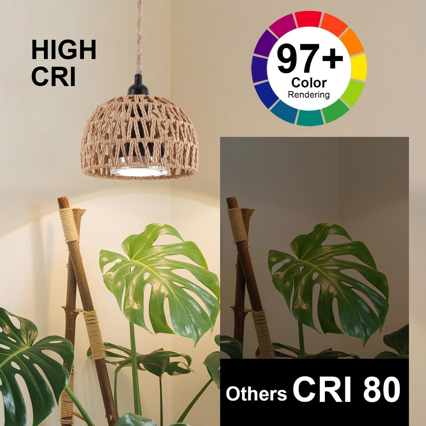 Hanging Grow Lights for Indoor Plants, Full Spectrum, with Timer and 15FT Power Cord, 30W Pendant Plant Lights for Indoor Growing, Garden, Flowers, Greenhouse (4000k, Weaving Style)