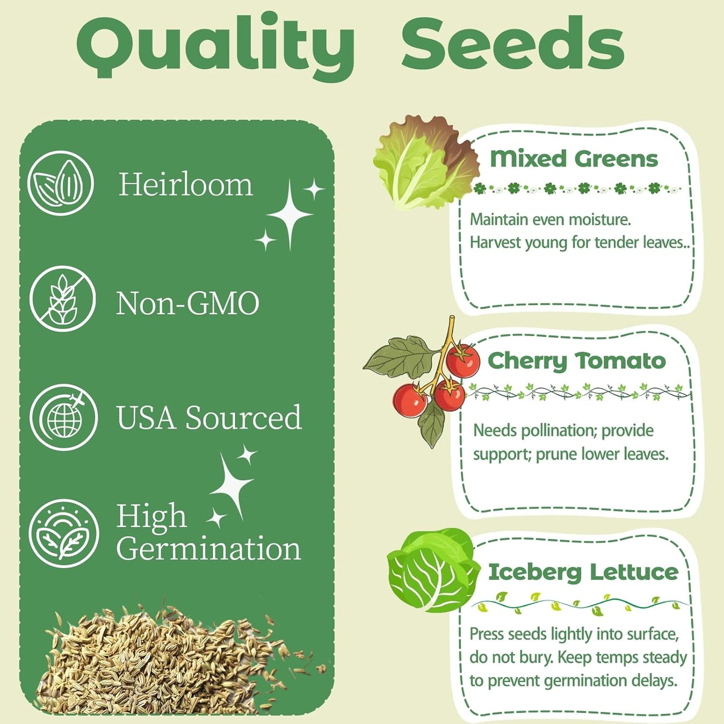 Salad Greens Seed pod Kit for AeroGarden, Includes Iceberg Lettuce/Mixed Greens/Cherry Tomato Seed - Hydroponics Supplies for Most Brands 8-POD