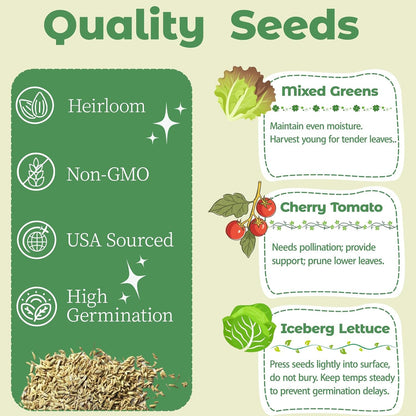 Salad Greens Seed pod Kit for AeroGarden, Includes Iceberg Lettuce/Mixed Greens/Cherry Tomato Seed - Hydroponics Supplies for Most Brands 8-POD