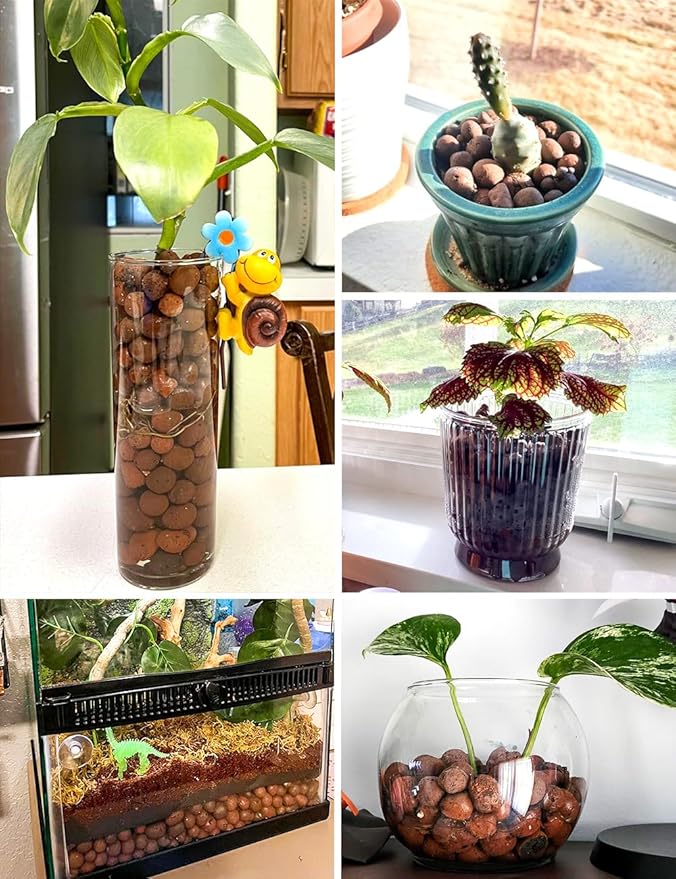 TOYPOPOR Leca Clay Pebbles for Plants, (3 Quarts) Leca Balls, Lightweight Clay Ball, Potting Mix, Grow Media Used for Drainage, Decoration, Aquaponics, Hydroponics and Other Gardening Essentials