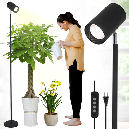 HMVPL 40W Grow Lights Stand for Indoor Plants Full Spectrum, Standing Plant Light for Indoor Growing with COB Plant Light Bulb, 4/8/12H Timer, Tall Growth Floor Lamp for Large Plant (6 Level Height)