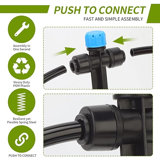 1/4 Inch Drip Irrigation Emitters,30 Pcs Push-to-fit Drip Emitters for 1/4" Irrigation Tubing 360 Degree Adjustable Water Flow Irrigation Drip Head Irrigation Drippers for Plant Flower Garden Watering