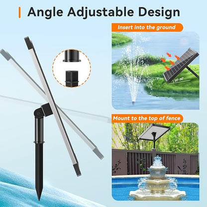 Biling 25W Solar Fountain Pump, Solar Pond Pump equipped filtration and anti-dry Protection, Solar Pond Fountain with PVC Tubing Various Nozzles Accessories for Water Garden & Pond Pumps