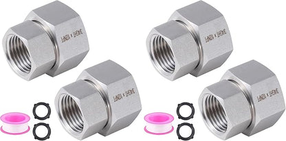2 Pcs Stainless Steel Garden Hose Fittings Connectors Adapter,3/4" GHT to 1/2" NPT Repair Female to Female Double dual water hose connector, Lead-Free (Pack of 2)