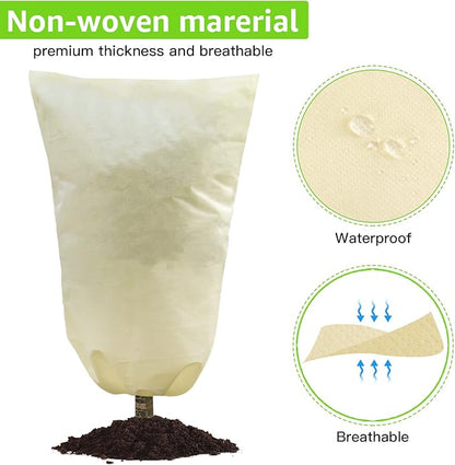 MIXC 4 Packs 2 Size Plant Covers Freeze Protection, Winter Plant Cover Cold Weather Tree Frost Cloth Warm Blankets Shrub Covers for Outdoor Plant (32''×39''+47''×71'')