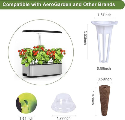 79 PCS Hydroponic Indoor Seed Pods, Growing System Kit for Aerogarden & Other Brands - Seed Starter, Growing Herb Pods Kit with 24 Grow Sponges, 12 Baskets, 12 Domes, 30 Labels & 1 Tweezer