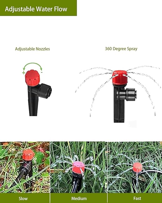 35Pcs Push-to-Fit Drip Irrigation Emitters for 1/4" Irrigation Tubing,360 Degree Adjustable Water Flow Emitters Irrigation Drippers for Garden Watering System