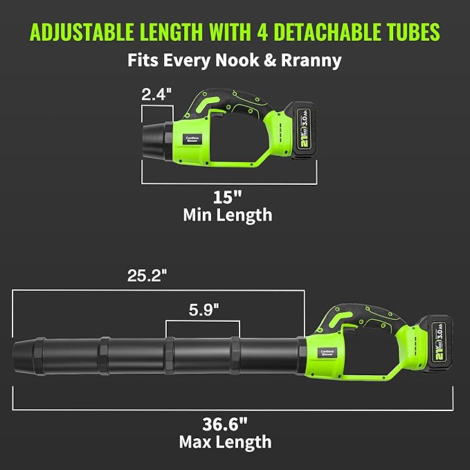 Cordless Electric Leaf Blower, 21V Small Handheld Leaf Blower with 2X 3.0Ah Battery and Charger, Mini Lightweight 480CFM Blower with Infinite Speeds for Lawn Care, Yard, Deck, Patio, Leaves, Dust