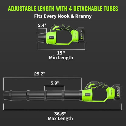 Cordless Electric Leaf Blower, 21V Small Handheld Leaf Blower with 2X 3.0Ah Battery and Charger, Mini Lightweight 480CFM Blower with Infinite Speeds for Lawn Care, Yard, Deck, Patio, Leaves, Dust