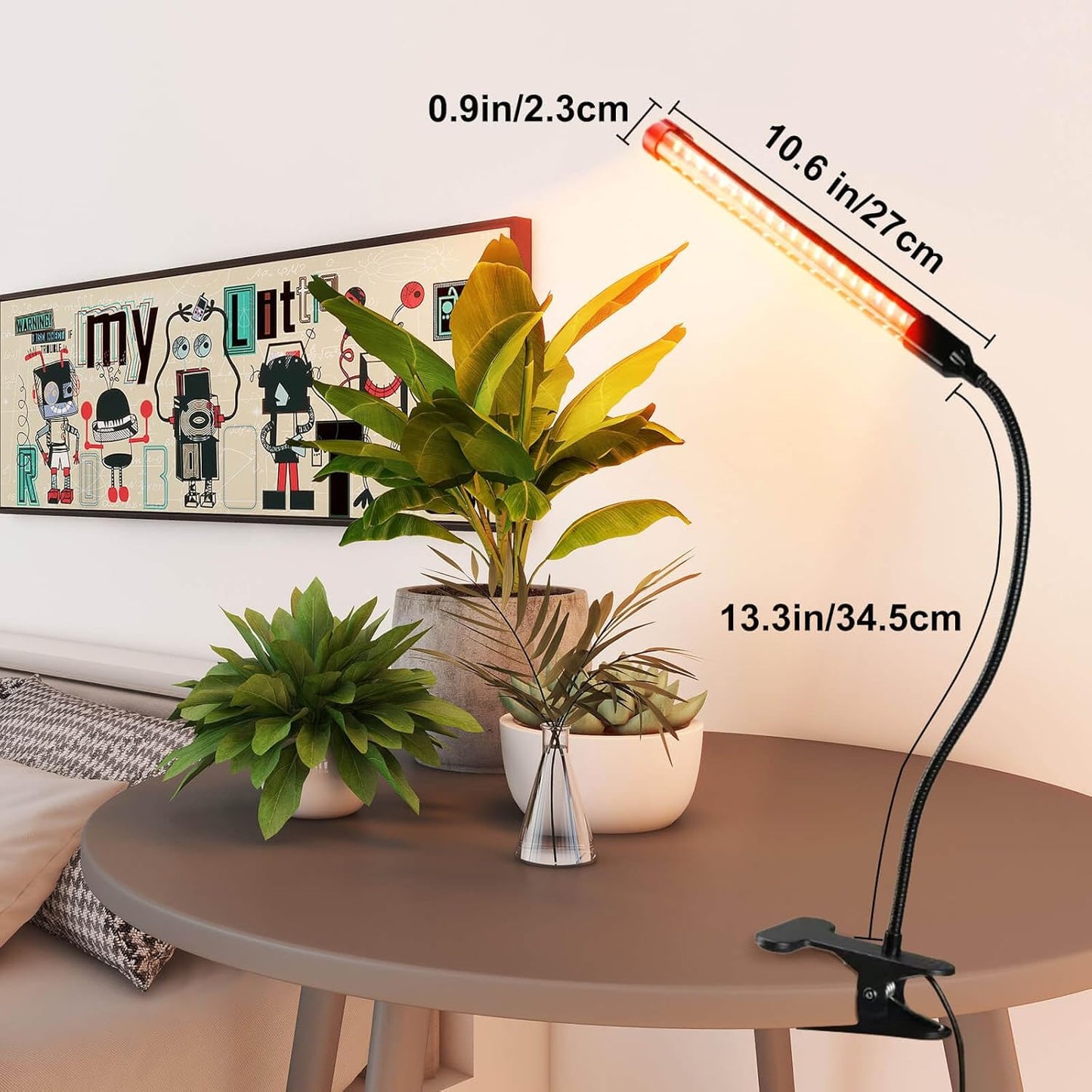 2Pack 9 Watt Clip Grow Lights for Indoor Plants with Timer, Mini Pot Plant Grow Light, Full Spectrum Small Bonsai Grow Light, Bright Enough Plant Growing Lamps