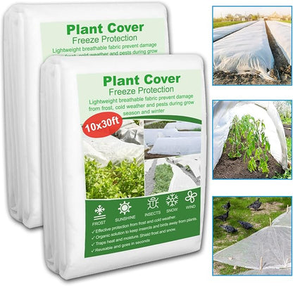 2 Pack Plant Covers Freeze Protection 10 x 30FT 1.2oz Frost Cloths Forst Blankets for Winter Floating Row Cover Frabic Plant Cover for Outdoor Vegetables Garden
