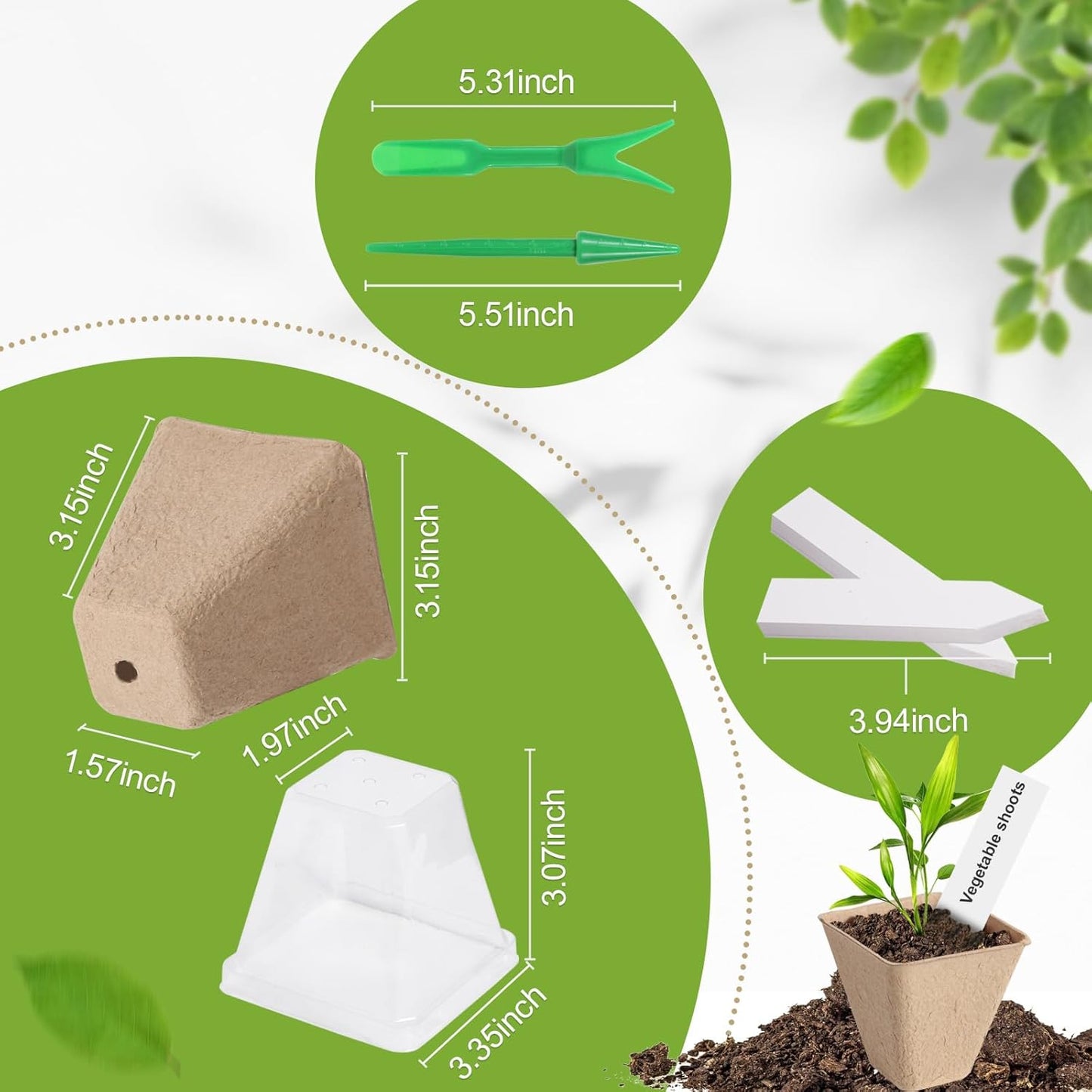 3in Square Biodegradable Peat Pots for Seed Starting, Plant Nursery Pots with (12)