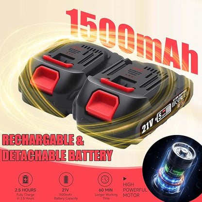 Cordless Hedge Trimmer, 2-in-1 Handheld Electric Hedge Trimmer/Grass Shears for Garden,Yard and Lawns, Shrub Trimmer with 2 PCS Rechargeable Battery&Charger (Red)