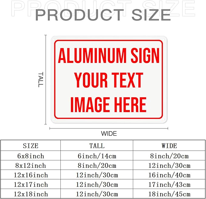 Generic Bulk Custom Aluminum Sign, Customized Personalized Metal Signs Add Text Logo Image For Garden Office Business Farm Home Bar Indoor Outdoor 6"x8", White