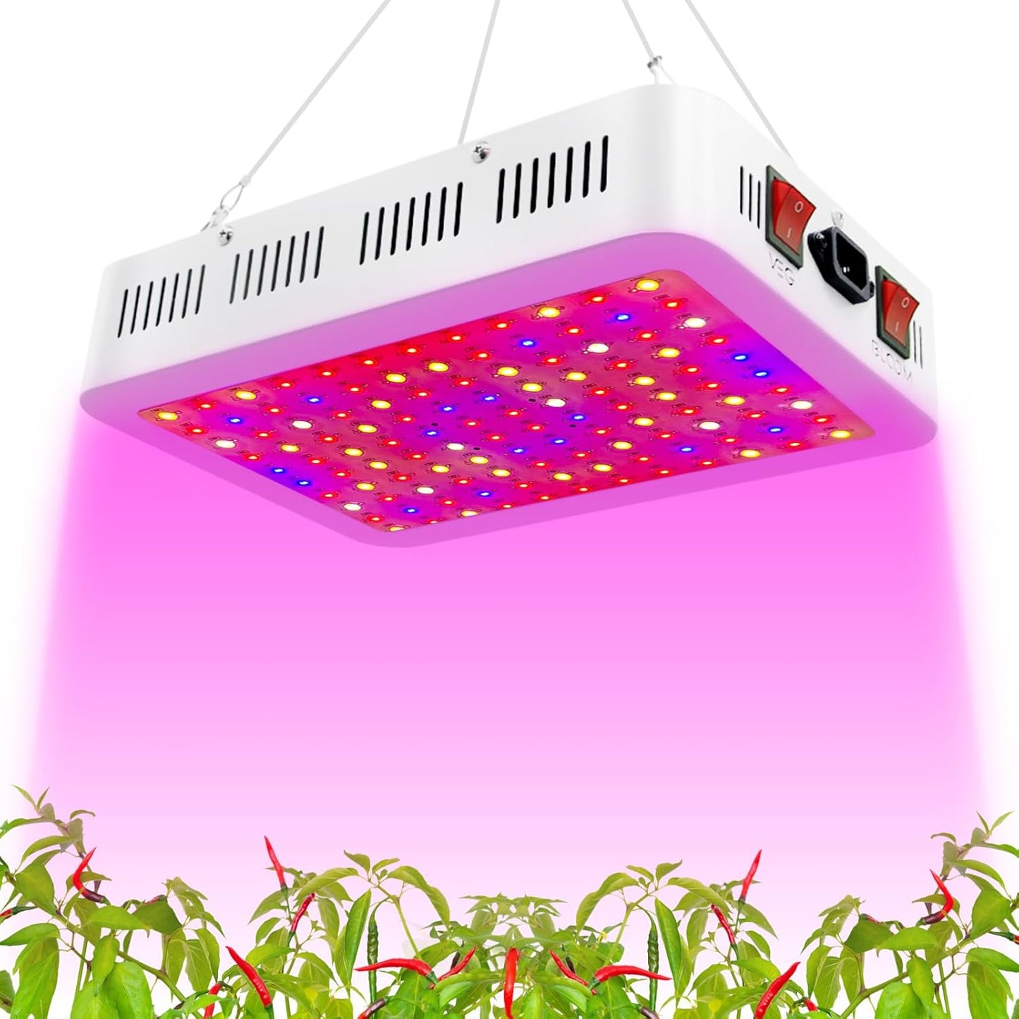 Grow Lamp for Indoor Plants, 3F1500 LED Full Spectrum Grow Light for Seed Starting Vegetables Bloom Plant Growing Light with Daisy Chain Temperature Hygrometer Coverage:4.5x4.5ft