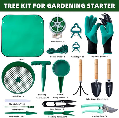 Gardening Tool Set 175pcs – Bonsai & Succulent Care Kit, BPA-Free Plastic, Organic Non-GMO – Stress Relief Gift for Parents, ADHD, Autism – Perfect for Balcony, Yard, Bedroom