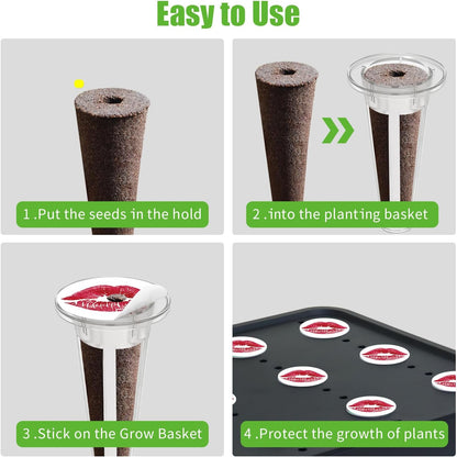 50pcs Grow Baskets for Indoor Hydroponics Supplies with 50pcs Seed Pod Label Stickers Aero Garden Replacement Kit for Smart Hydroponic Growing System