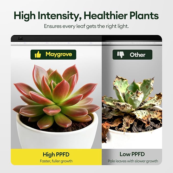 Plant Grow Lights 2FT, Blue-Rich Full Spectrum 5000K, 60W(4 x 15W), T5 LED Grow Light Strips for Indoor Plants and Succulents, High PPFD, Linkable, Black, 4-Pack