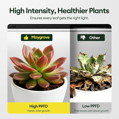 Plant Grow Lights 2FT, Blue-Rich Full Spectrum 5000K, 60W(4 x 15W), T5 LED Grow Light Strips for Indoor Plants and Succulents, High PPFD, Linkable, Black, 4-Pack