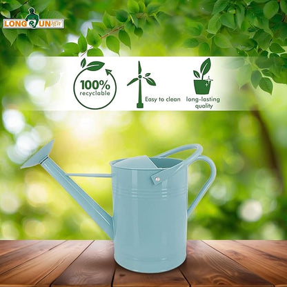 Galvanized Iron Watering Can for Indoor Plants, DIY Watering Cans for House Plant Garden Flower, Long Spout Water Can for Outdoor Watering Plants 7.57L 2 Gallon (Blue)