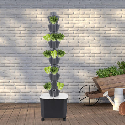 Hydroponics Growing System, 50-Plants Indoor Hydroponic Tower with Pump System, Vertical Garden Planter with Wheels, Hydroponic Germination Kit for Fruits, Vegetables, Herbs