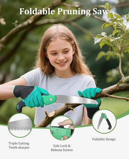 Gardening Tool Set for Women - 10 Piece Heavy Duty Stainless Steel Garden Tools Kit with Ergonomic Non-Slip Handle and Stylish Storage Tote Bag, Ideal Gardening Gifts for Mom, Grandma, Gardeners