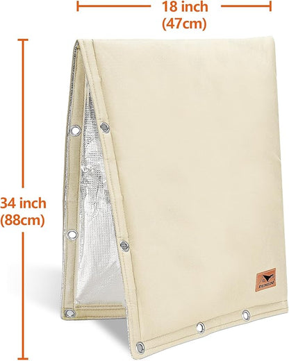 Backflow Preventer Insulation Cover - 2 Way Opening Pipe Insulation Cover for Irrigation Valve, Sprinkler Cover for Outside - Winter Freeze Protection Backflow Cover - 18" W x 34" H, Beige