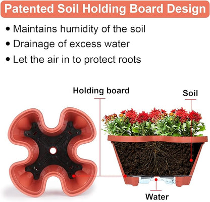 Vertical Planter 4 Tier Stackable Planters Garden Planters Strawberry Herb Flower and Vegetable Planter Indoor Outdoor Gardening Pots with Removable Wheels and Tools