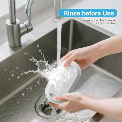 Cat Water Fountain Filters, 16 Pack Cat Fountain Replacement Filters for Stainless Steel 84oz/2.5L Adjustable Water Flow Pet Fountains (8 Filters&8 Sponges)