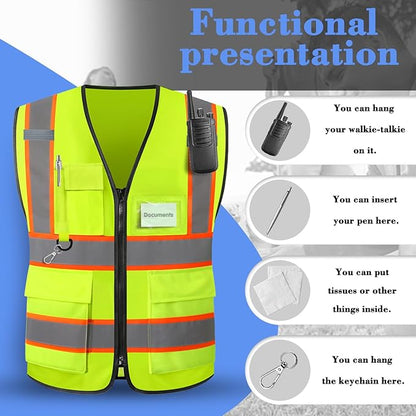 Custom Safety Vest High Visibility Reflective Customized Logo Construction Work Vests Dual Tone Reflective Strips