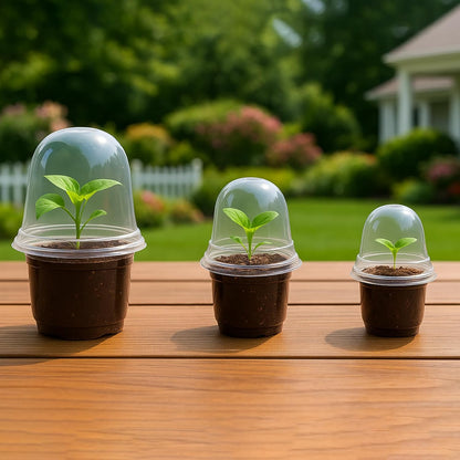 36 Packs 5/4/3.5 Inch Clear Nursery Pots with Humidity Domes, Transparent Plant Pots with Drainage Holes, Variety Pack Seed Starting Pots for Succulents, Flowers and Cactus