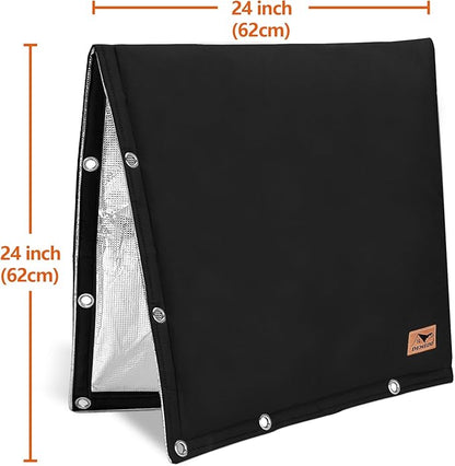 Backflow Preventer Insulation Cover - 2 Way Opening Pipe Insulation Cover for Irrigation Valve, Sprinkler Cover for Outside - Winter Freeze Protection Backflow Cover - 24" W x 24" H, Black