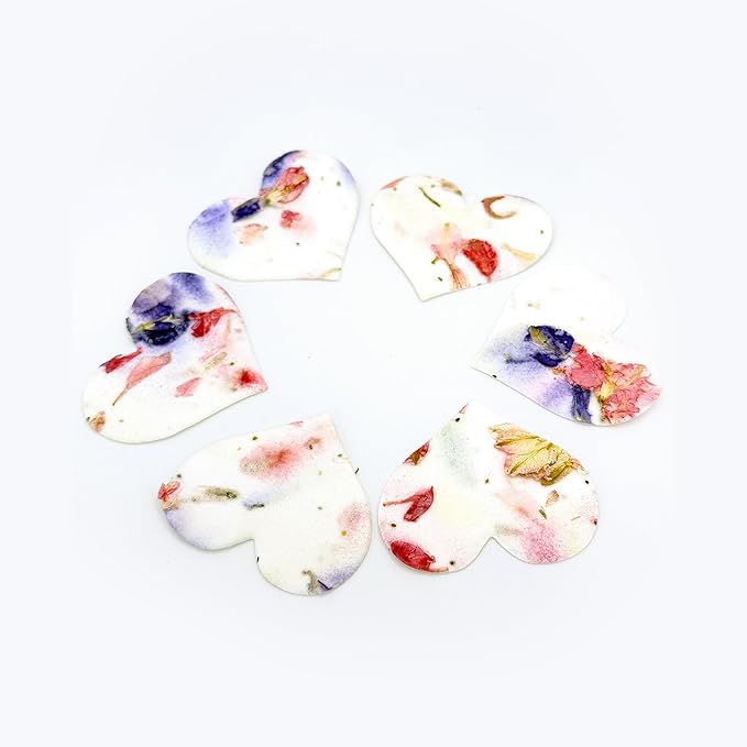 50 pcs Small Seed Paper – Pink and Purple Plantable Wildflower Hearts for Bridal Shower, Wedding Gift, Birthday, Mother's Day & Other Milestone Celebrations