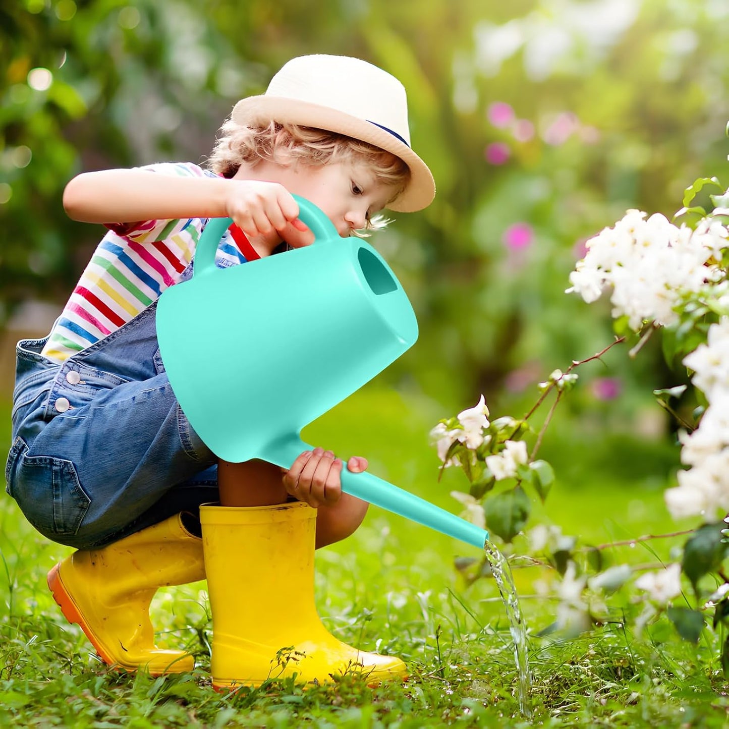 ZXJ Plant Watering Cans for Indoor and Outdoor Home Garden Plants - with Long Spout - Turquoise - 1/2 Gallon