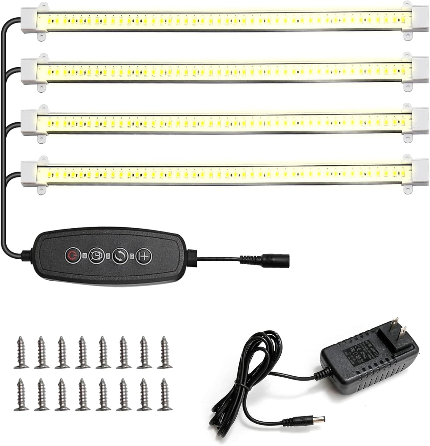 Full Spectrum Sunlight Growing Lamp Plants Grow Light Strips 4 Pack for Indoor Plants with Auto Timer 3/6/12H LED Grow Lights for Indoor Greenhouse Seedling, 16 Inches