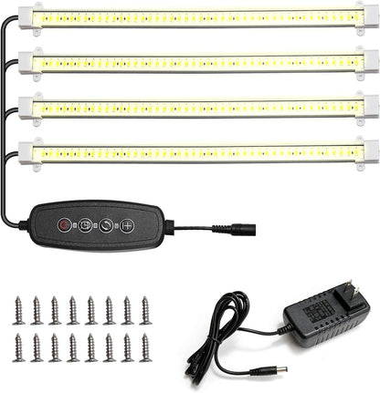Full Spectrum Sunlight Growing Lamp Plants Grow Light Strips 4 Pack for Indoor Plants with Auto Timer 3/6/12H LED Grow Lights for Indoor Greenhouse Seedling, 16 Inches