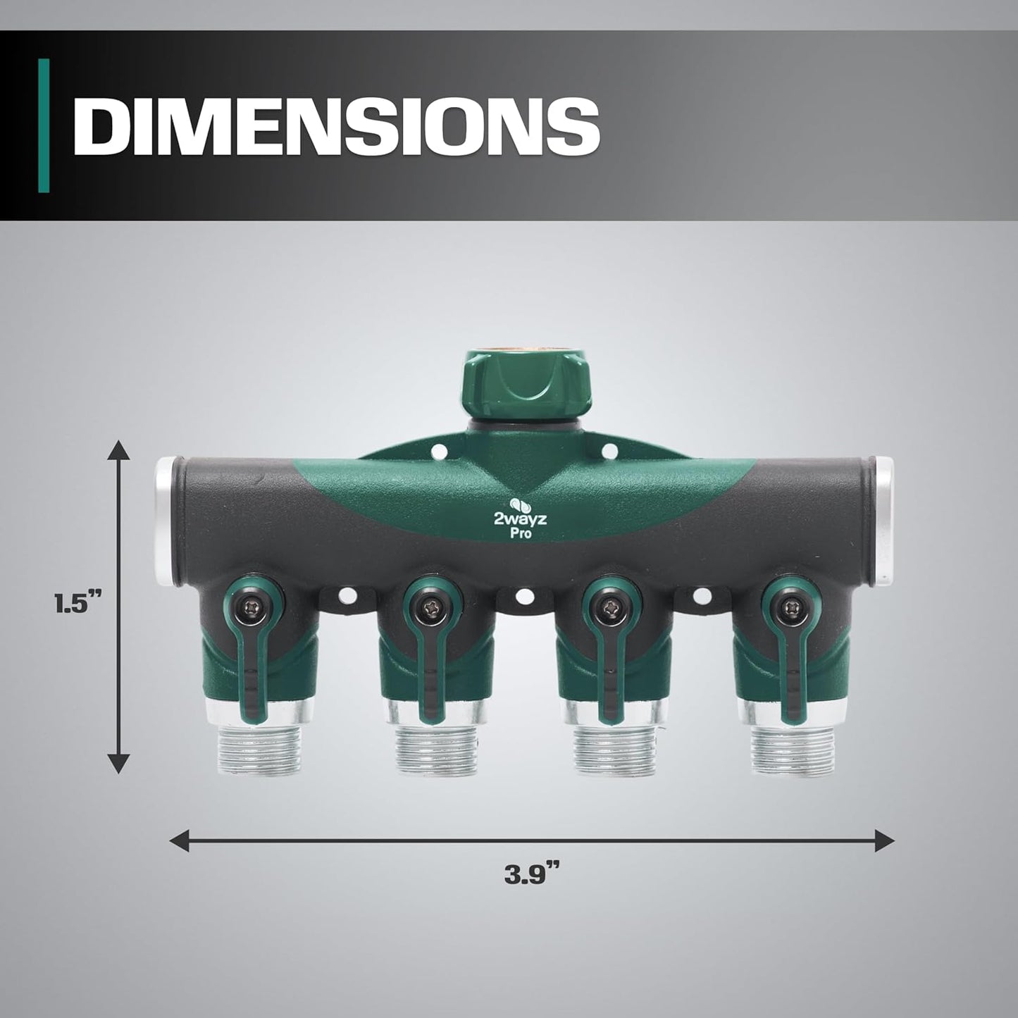 Garden Hose Splitter 4 Way - Heavy Duty Water Hose Manifold with Shut-Off Valves - Outdoor Faucet Divider and Spigot Connector for Garden, Lawn, or Patio Use - Durable Brass Pipe Splitter - Classic