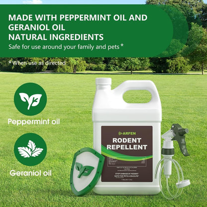 Rodent Repellent Spray – Effective Natural Peppermint Formula for Mice, Rats, Squirrels, and Rodents. Safe for Indoor, Outdoor, and Car Engines. Safe for People and Pets. (1 Gallon)