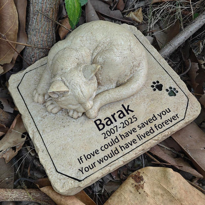 Personalized Cat Memorial Grave Marker Tribute Statue - Custom Cat Memorial Garden Stones Commemorates Our Lost Fur Baby - Pet Cat Headstone Memorial Gifts Indoor Outdoor Decor