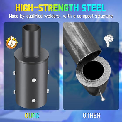 Bracket Mounting Arm for 5" Round Pole, 2 3/8" O.D. Parking Lot Light Pole Top Vertical Mount Adapter Lighting Accessories Sturdy Thicker Steel Bracket for Slip Fit Shoebox Street Lights