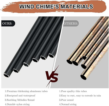 Wind Chimes for Outside, 32" Memorial Wind Chimes for Loss of Loved One Mother Father, Memorial Sympathy Gift Outdoor Garden Patio Decor, Bereavement Gift for Loss of Mom Dad (Classic Black)