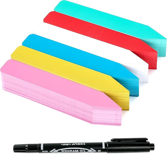 Plant Labels 300Pcs 4 Inch Plastic Plant Name Tags for Seedlings Garden Labels Markers Nursery Plant Tags Seed Labels for Outdoor Garden Plant Label Stakes with Permanet Marking Pen (Mix-Color)