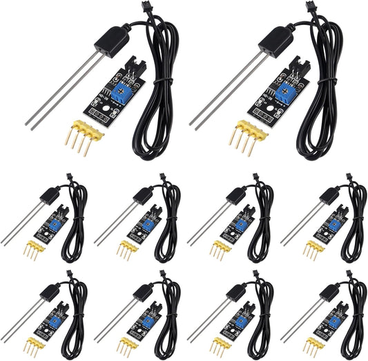 Soil Moisture Sensor, Icstation Humidity Detector, with Corrosion Resistant Probe, Digital Analog Signal Output for Arduino Raspberry Pi Garden Automatic Watering System (10Sets)