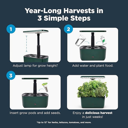 AeroGarden Harvest Lite, Indoor Garden Hydroponic System with LED Grow Light, Holds up to 6 AeroGarden Pods, Green