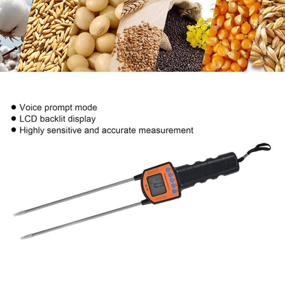 Hay Tester Probe, Portable Hay Checker Hay Calibration Meter with LCD Display Grain Water Content Analyzer Tools Humidity Tester, for Wheat Corn Peanut Soybean