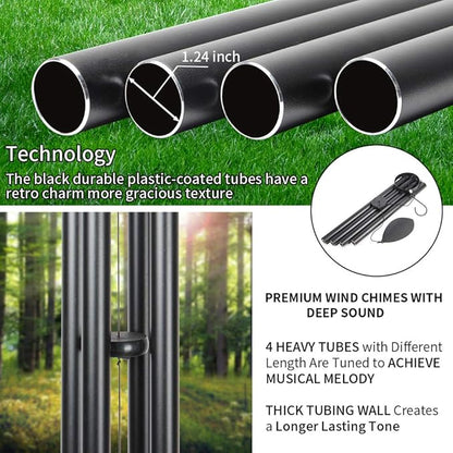 Large Wind Chimes Outside Deep Tone,44" Memorial Wind Chimes Outdoor with 4 Heavy Tubes Soothing Melody Sympathy Gift for Mom Patio Hanging Decor