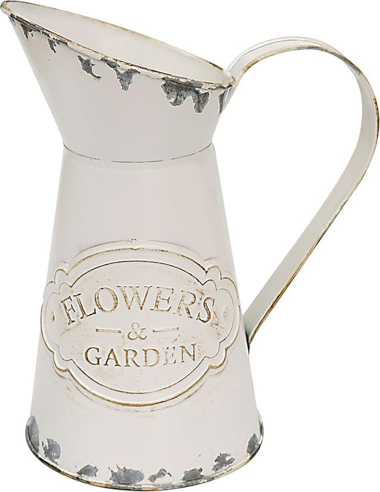 Soyizom Galvanized Metal Pitcher Farmhouse Decor Jugs White Pitcher Vases Flower Jugs Vase Shabby Chic Decor Water Can Milk Jug Rustic Decorations for Home Christmas Wedding,White-Jug/8.9”H-Small