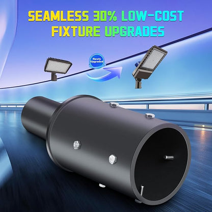 Bracket Mounting Arm for 5" Round Pole, 2 3/8" O.D. Parking Lot Light Pole Top Vertical Mount Adapter Lighting Accessories Sturdy Thicker Steel Bracket for Slip Fit Shoebox Street Lights