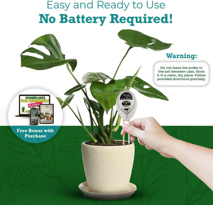 Houseplant Health Meter – 3-in-1 Tool to Prevent Overwatering, Root Rot & Leaf Burn | Test Soil Moisture, Sunlight & pH | Simple, Easy, Battery-Free | Suitable for Indoor, Outdoor & Potted Plants